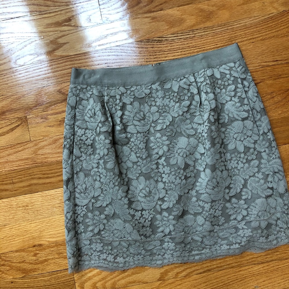 Pale green lace JCrew skirt, size 4